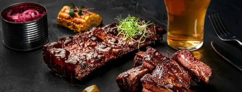 Pork ribs served with beer