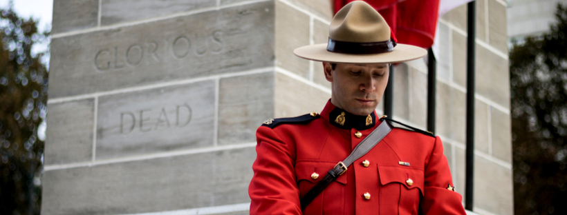 Canadian Mounty at war memorial