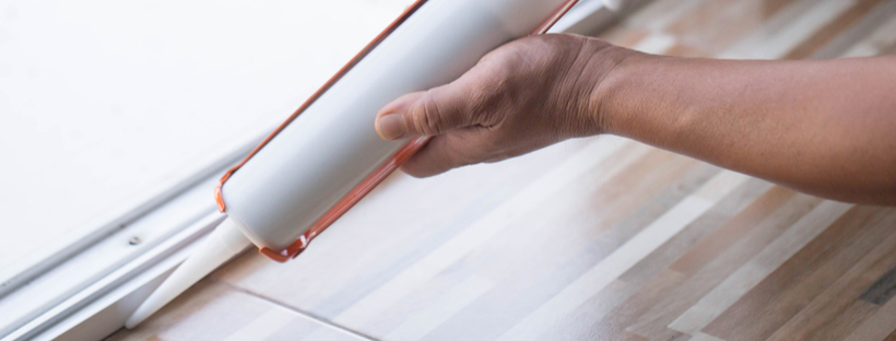 Sealing window gaps with a adhesive gun