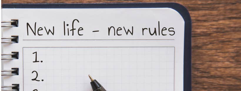 New life rules written on notepad