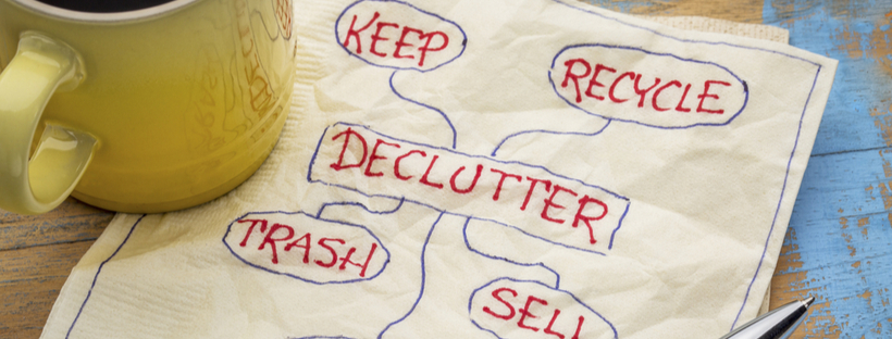 Decluttering plans written on tissue paper